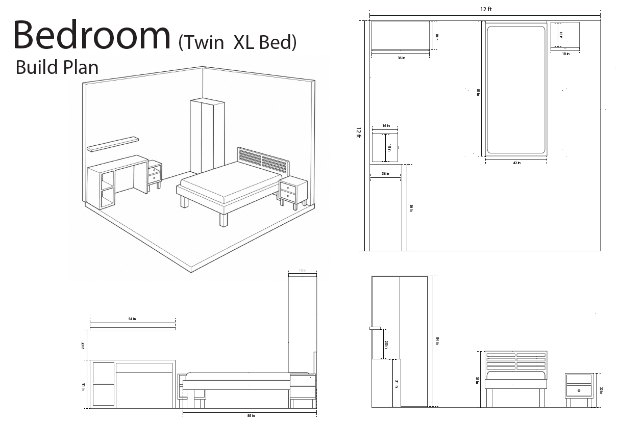 Twin bed floorplan